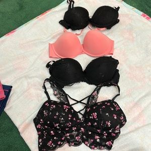 Set of 4, 36C padded bras. Black and pink one is from Victoria’s Secret pink